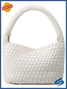 Vegan Leather Woven Hobo Shoulder Bag Tote for Women Beach Travel